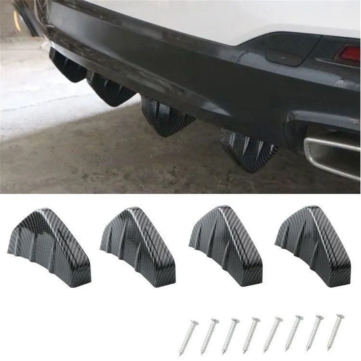 4pcs Car Carbon Fiber Rear Bumper Lip Diffuser (Brand New)