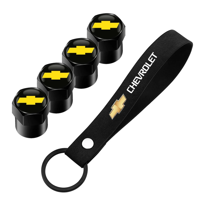 4pcs Chevrolet Valve Caps Dustproof Covers & Keychain (Fits all Holden & Chevrolet Models)