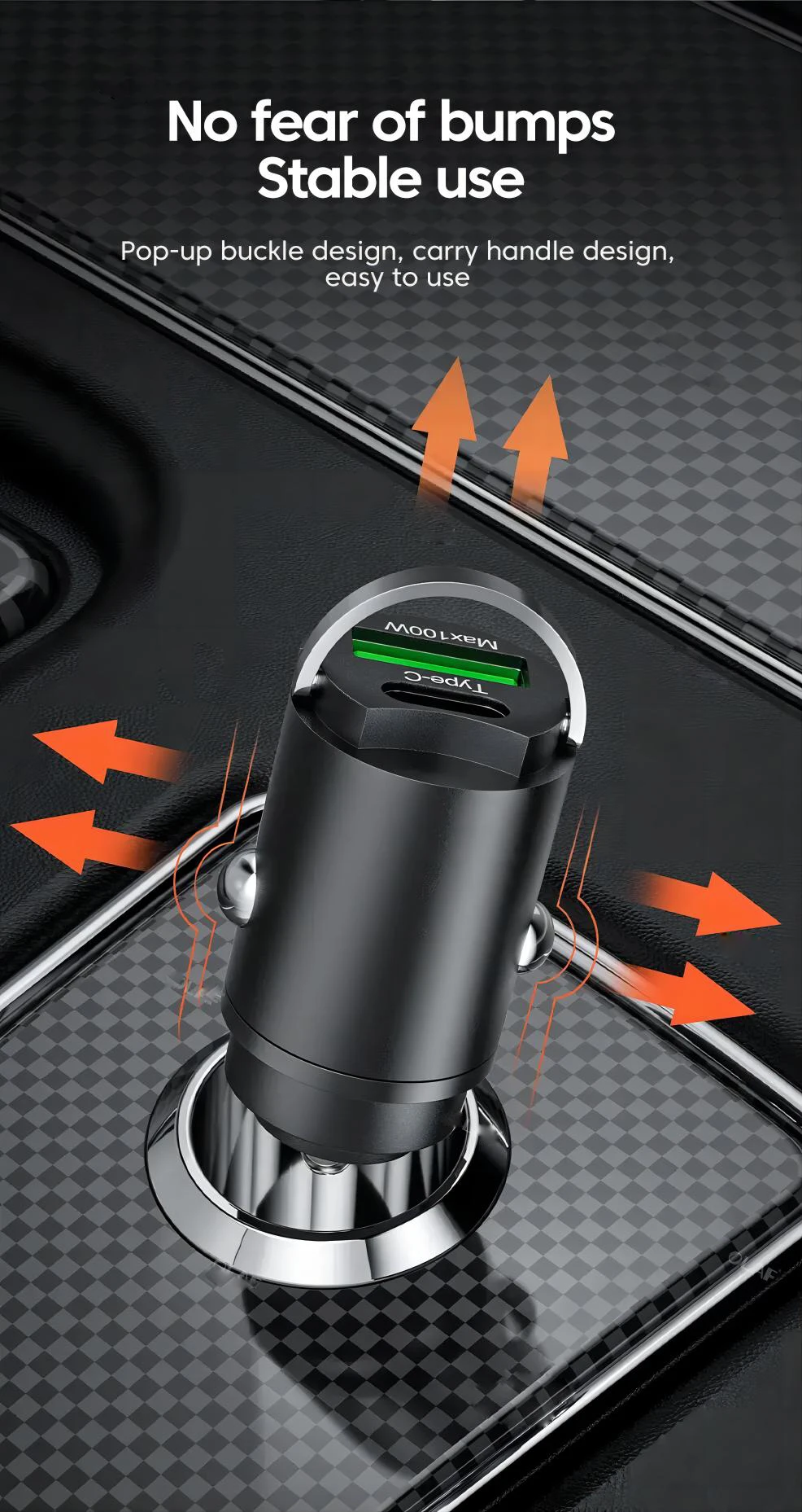 1PCS Mini Car Fast Charger with USB and Type-C Port (Brand New)