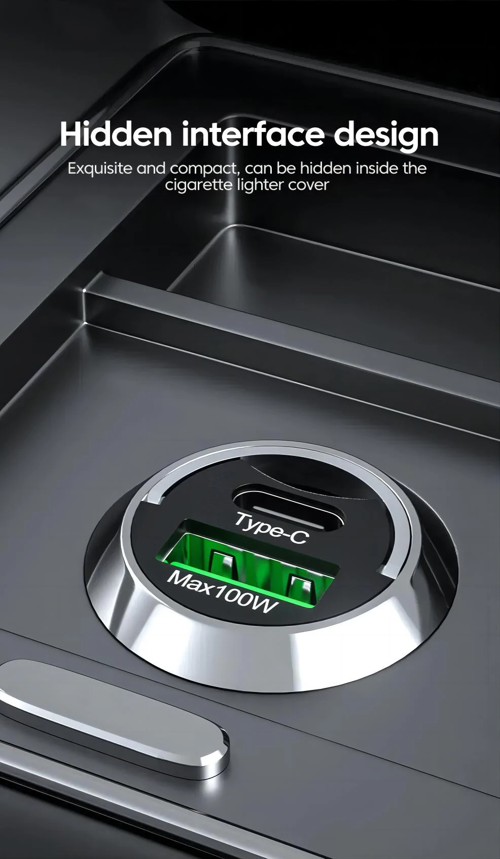 1PCS Mini Car Fast Charger with USB and Type-C Port (Brand New)