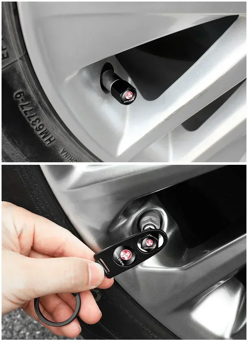 5pcs Holden Valve Stems Cap With Wrench Keychain For Holden (Fits all Holden Models).