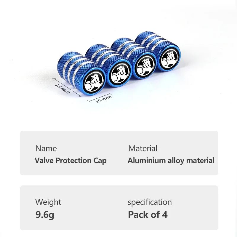 4pcs Holden Valve Cap Protection Cover For Holden (Fits all Holden Models) (Blue)