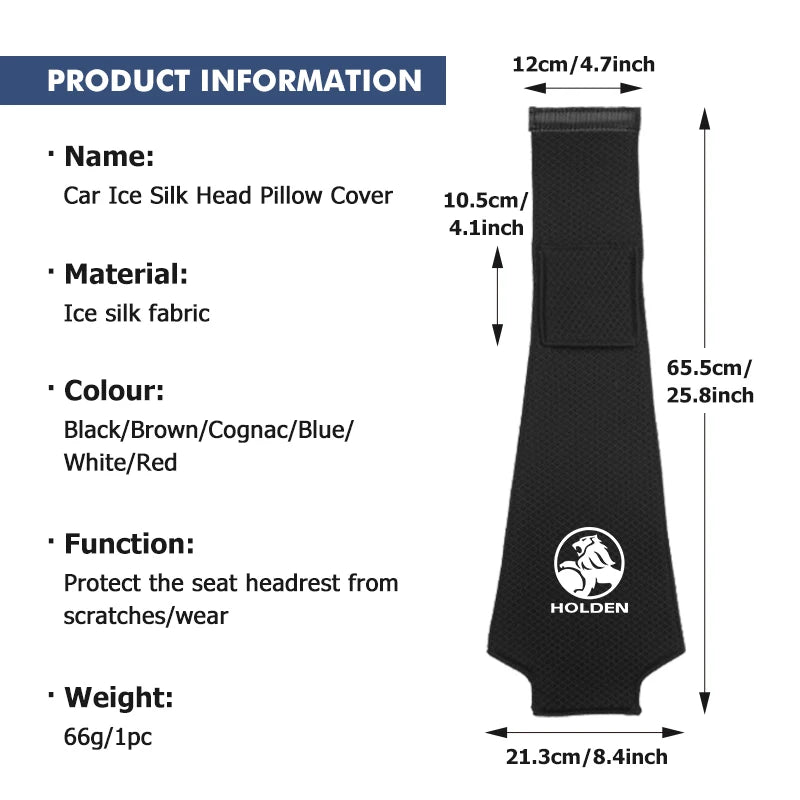 2pcs Car Ice Silk Headrest Pillow Case For Holden (Brand New)